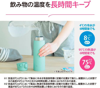 Zojirushi SM-VA72-AM Water Bottle, One-Touch Stainless Steel Mug, Seamless, 24.3 Fl Oz (720 Ml), Mint Blue