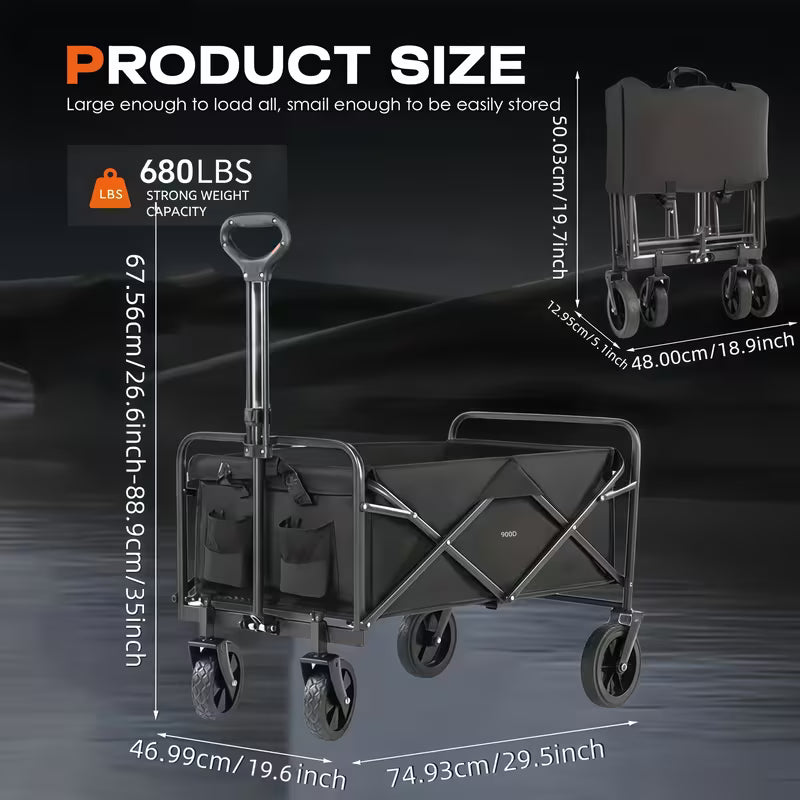 220LBS/ 450LBS/ 680LBS All Terrain Heavy Duty Folding Cart, Large Capacity Camper Suitable for Yard Shopping