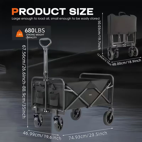 220LBS/ 450LBS/ 680LBS All Terrain Heavy Duty Folding Cart, Large Capacity Camper Suitable for Yard Shopping