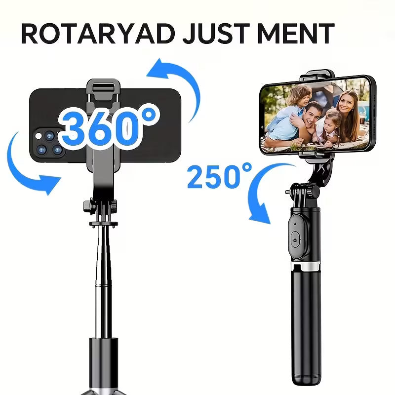 Professional Extendable Phone Selfie Stick, 40-Inch Floor Stand with Wireless Remote Control, 360° Rotatable Stable Anti-Shake Handheld Monopod