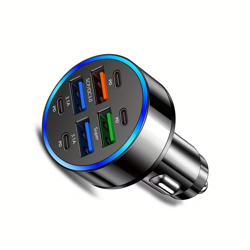8-in-1 Phone Charger with QC3.0 Fast Charging, PD+USB Dual Output, LED Indicator Lights, Compact and Portable