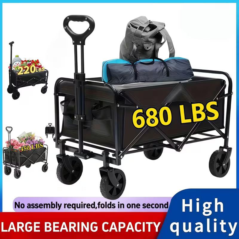 220LBS/ 450LBS/ 680LBS All Terrain Heavy Duty Folding Cart, Large Capacity Camper Suitable for Yard Shopping