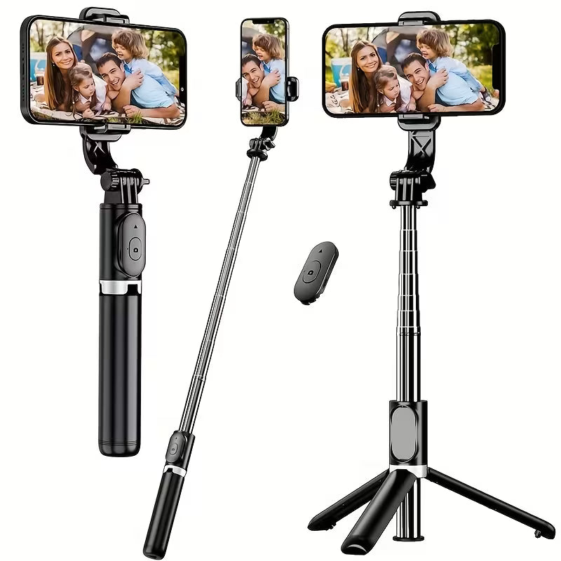 Professional Extendable Phone Selfie Stick, 40-Inch Floor Stand with Wireless Remote Control, 360° Rotatable Stable Anti-Shake Handheld Monopod