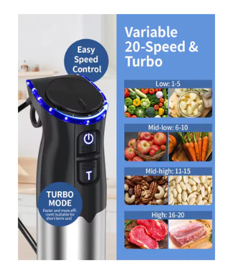 1000W Electric Hand Blender 5-In-1 – Immersion Stick Blender with Whisk, Chopper & Beaker for Soups, Smoothies, Purees & Baby Food