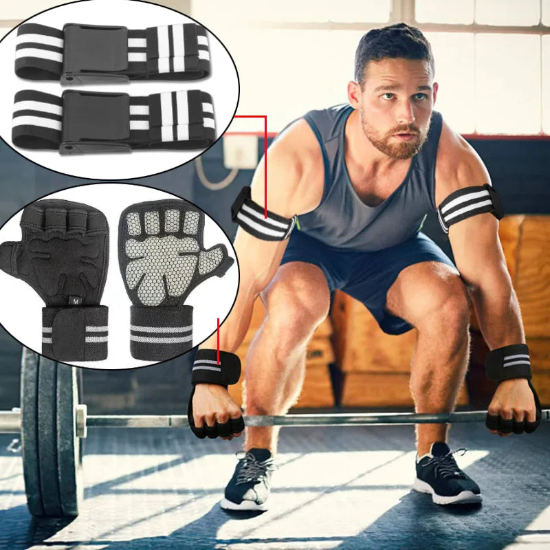 PRO 4-Pack Bundle Blood Flow Restriction Bands for Arms and Legs - Occlusion Training Bands Help You Gain Muscle without Heavy Weight Lifting, Strong Elastic Strap + Quick-Release (Copy)