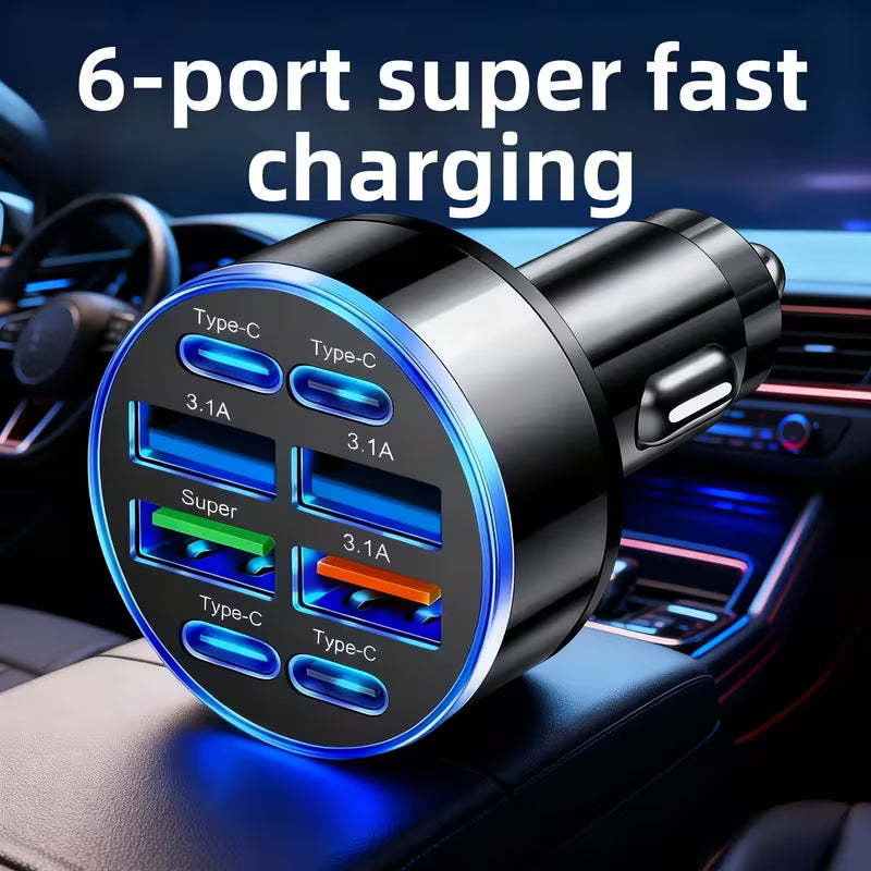 8-in-1 Phone Charger with QC3.0 Fast Charging, PD+USB Dual Output, LED Indicator Lights, Compact and Portable
