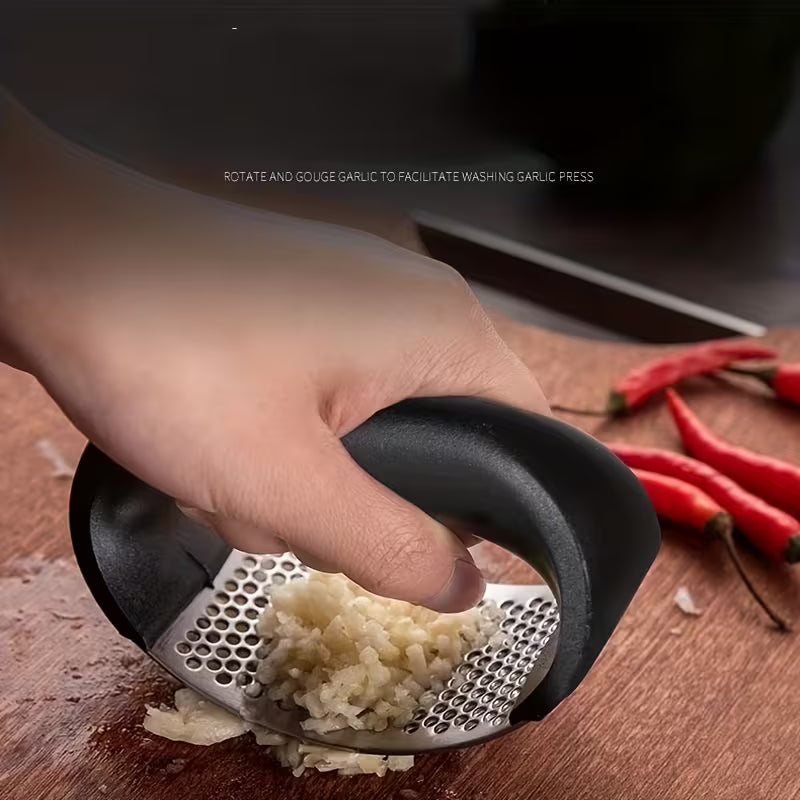 1pc Garlic Crusher Manual Ring Black Vegetable Cutter Kitchen Vegetable And Fruit Gadgets Masher